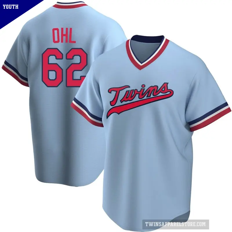 Youth No.62 Pierson Ohl Minnesota Twins Light Blue Replica Road Cooperstown Collection Jersey