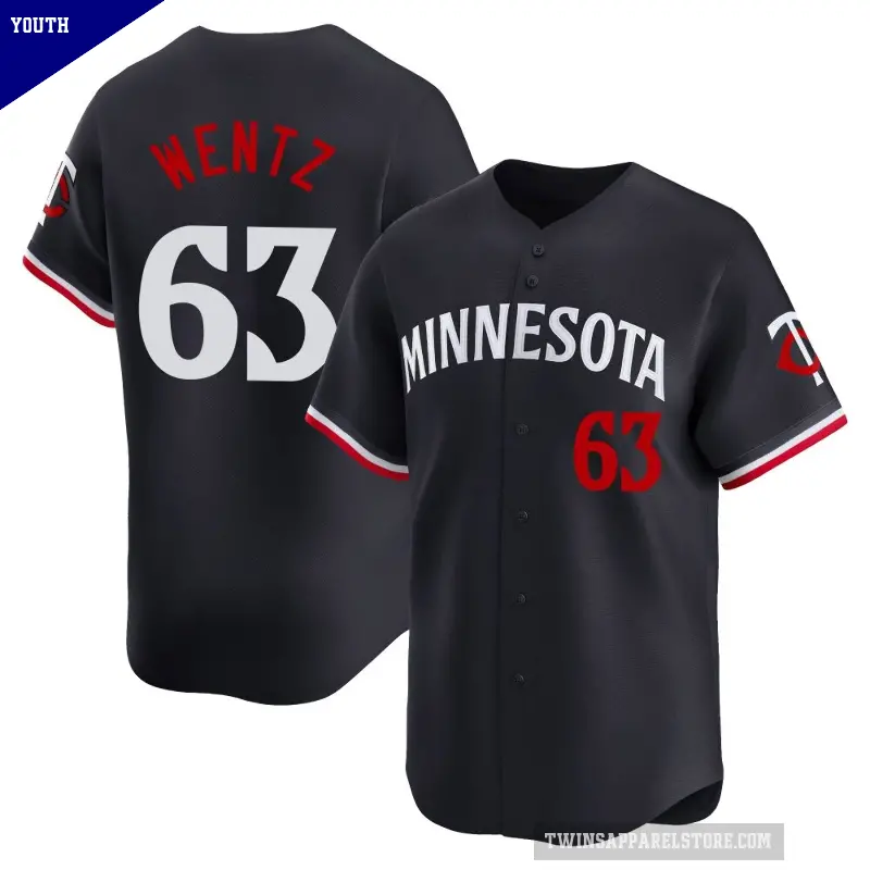 Youth No.63 Joey Wentz Minnesota Twins Navy Limited Alternate Jersey