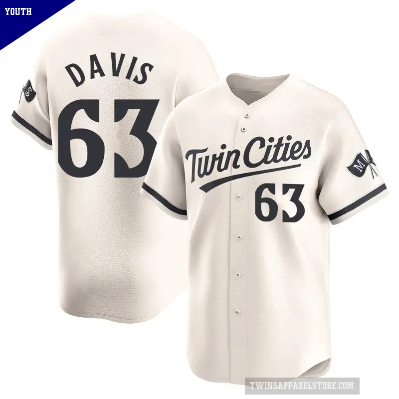 Youth No.63 Noah Davis Minnesota Twins Cream Limited Alternate Jersey