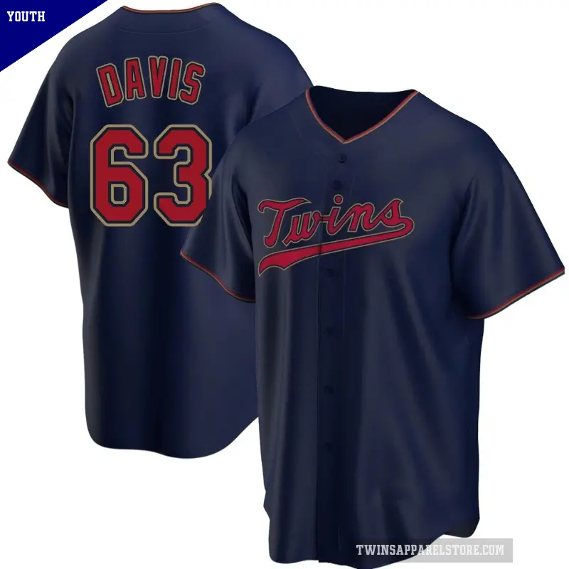 Youth No.63 Noah Davis Minnesota Twins Navy Replica Alternate Jersey