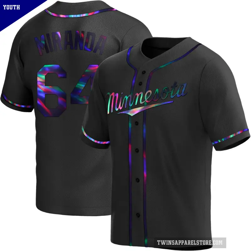 Youth No.64 Jose Miranda Minnesota Twins Black Replica Holographic Alternate Jersey