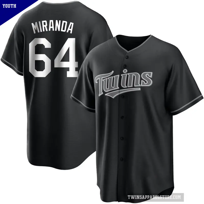 Youth No.64 Jose Miranda Minnesota Twins Black/White Replica Jersey
