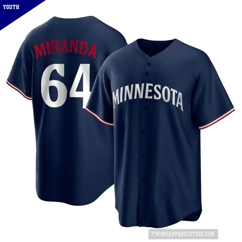 Youth No.64 Jose Miranda Minnesota Twins Navy Replica Alternate Jersey