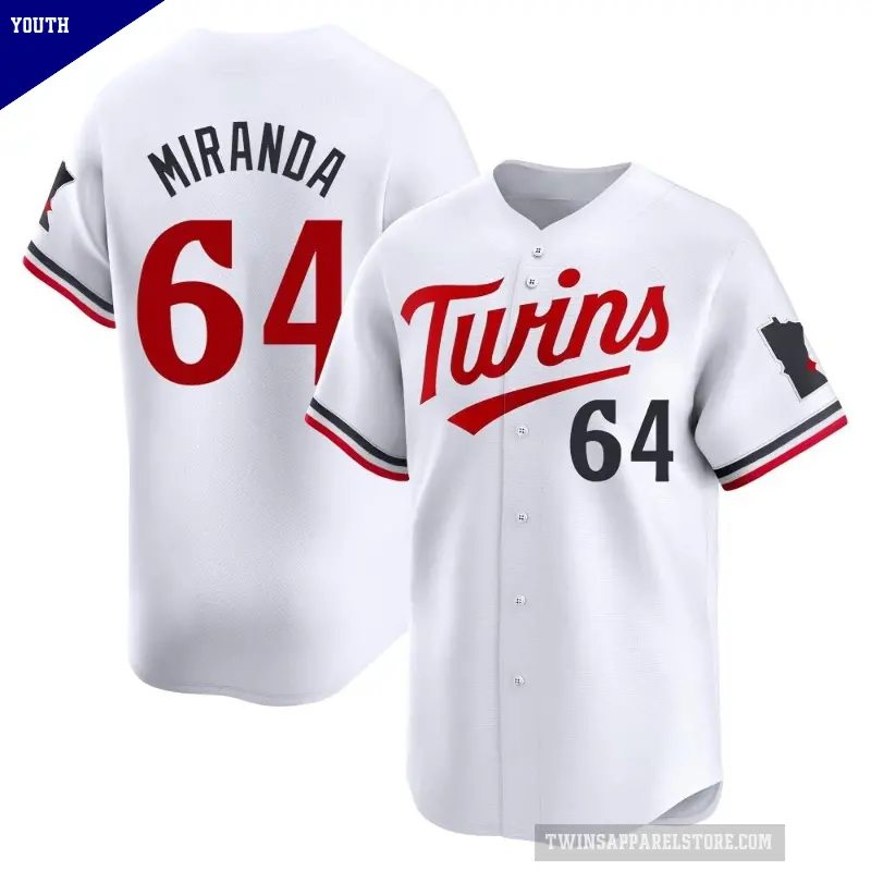 Youth No.64 Jose Miranda Minnesota Twins White Limited Home Jersey