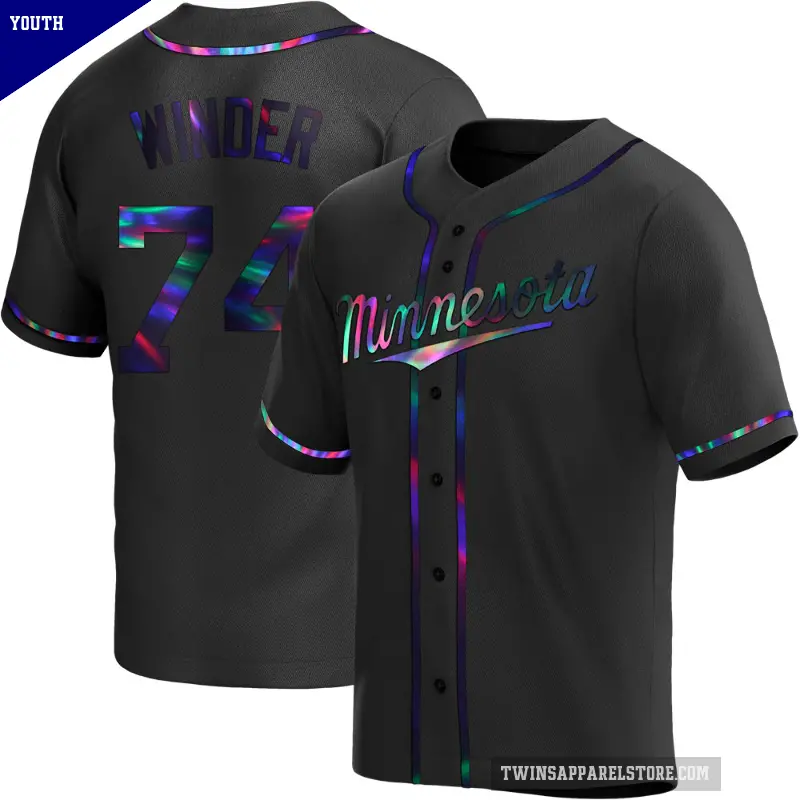 Youth No.74 Josh Winder Minnesota Twins Black Replica Holographic Alternate Jersey