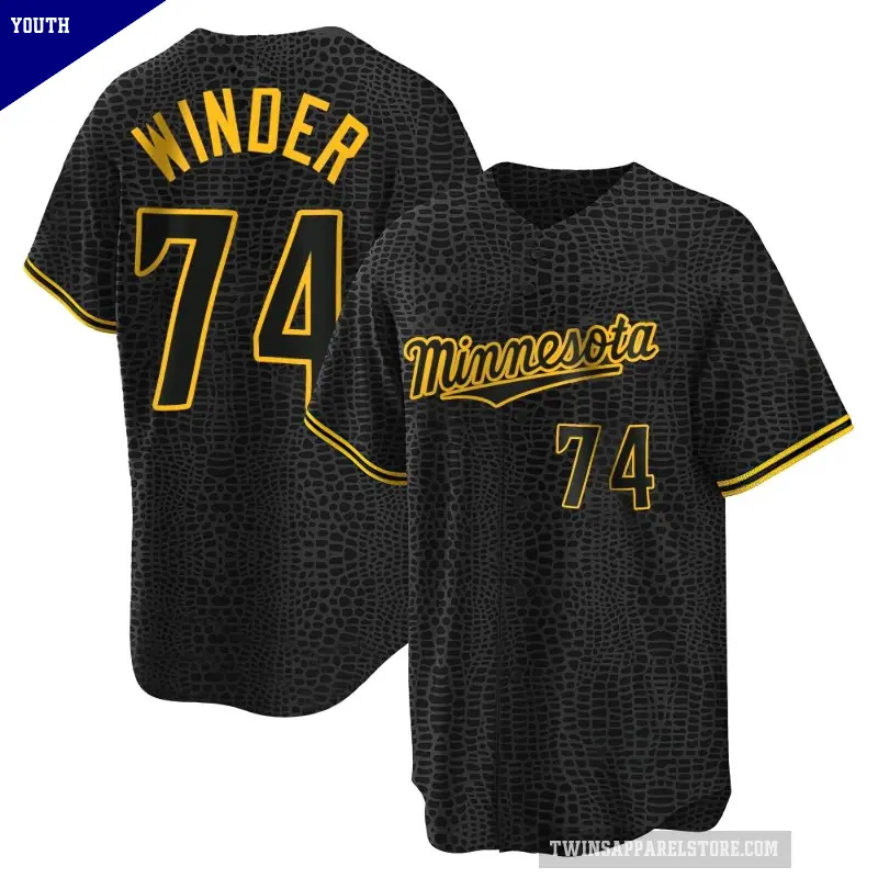 Youth No.74 Josh Winder Minnesota Twins Black Replica Snake Skin City Jersey