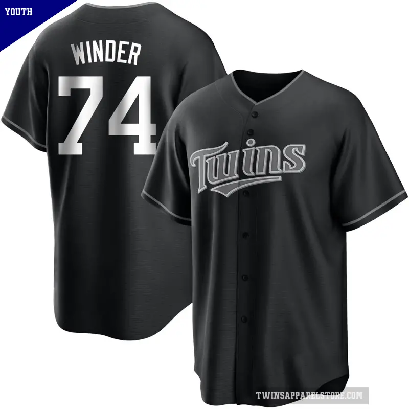 Youth No.74 Josh Winder Minnesota Twins Black/White Replica Jersey