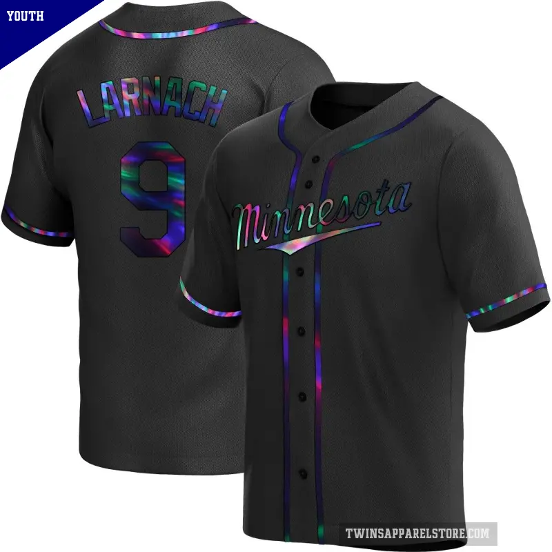 Youth No.9 Trevor Larnach Minnesota Twins Black Replica Holographic Alternate Jersey